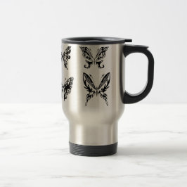 Taza De Viaje Mariposas Negras Y Blancas