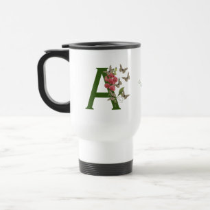 Taza De Viaje Mariposas Sweet Pea Monograma Inicial A Tu Nombre