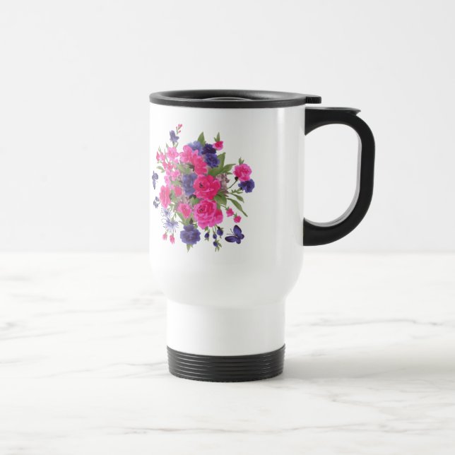 Taza De Viaje Mariposas y flores regalo del Día de la Madre (Derecha)
