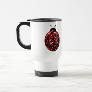 Taza De Viaje Mariquita roja oscura brillo falso destellos