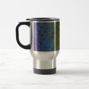 Taza De Viaje Mármol del pavo real arcoiris