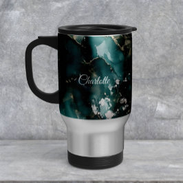 Taza De Viaje Mármol personalizado de lujo con nombre personaliz