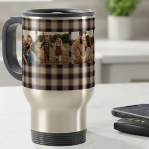 Taza De Viaje Marrón Rústico Plaid Búfalo Familia Hombre 5 Fotos