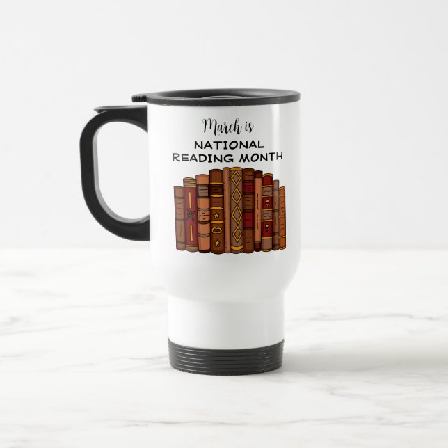 Taza De Viaje Marzo es mes nacional de lectura (Izquierda)