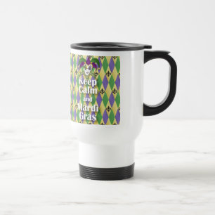 Taza De Viaje Máscara Jester mantener la calma y el Mardi Gras