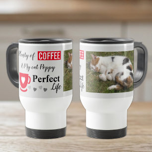 Taza De Viaje Mascota de gato perfecta y foto gris roja de café