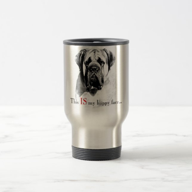 Taza De Viaje Mastiff Happy Face Mug (Centro)