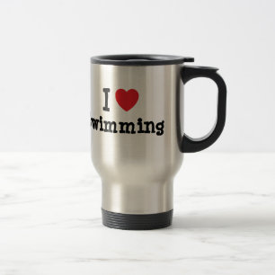 Taza De Viaje Me encanta el personalizado del corazón nadando p