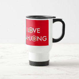 Taza De Viaje Me encanta Mahjong -Wheel reemplaza O (Texto blanc