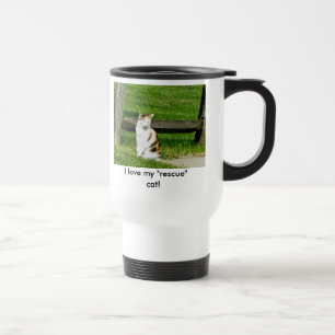 Taza De Viaje ¡Me encanta mi gato de "rescate"! Mugre de viaje