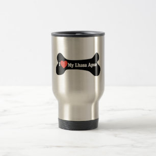 Taza De Viaje Me encanta mi lahasa apso - hueso de perro