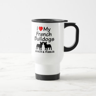 Taza De Viaje Me encantan mis dos Bulldoges franceses
