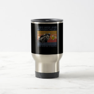 Taza De Viaje Me Gusta La Cerveza Y Las Motocicletas - Regalo De