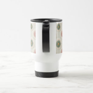 Taza De Viaje Medallones de Encaje Antiguo — Patrón Floral Borda