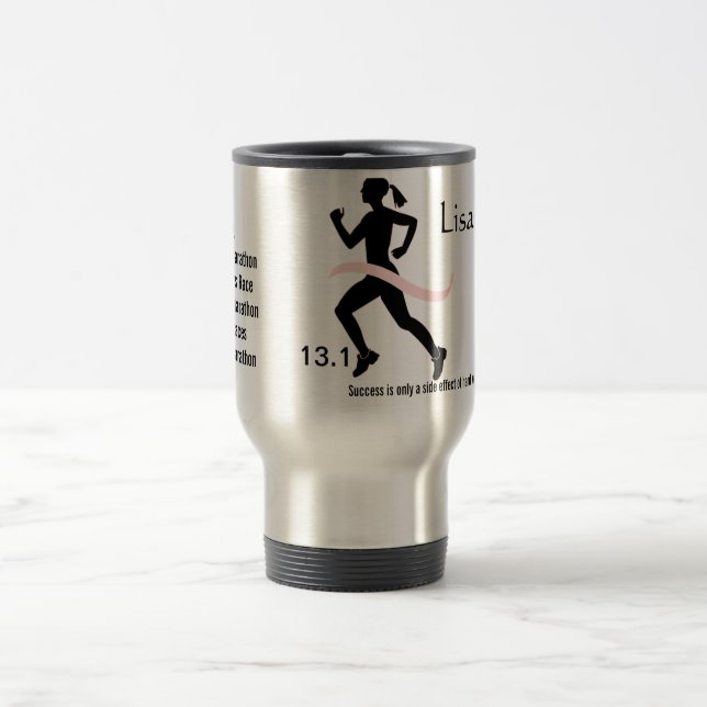 Taza De Viaje Media cinta del rosa del maratón de las mujeres (Centro)