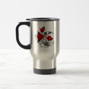 Taza De Viaje Media luna mecánica con rosas rojas