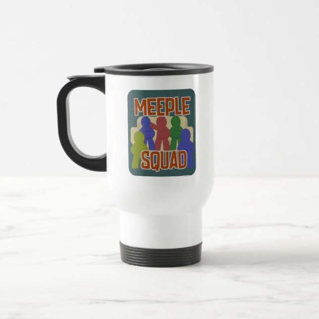 Taza De Viaje Meeple Squad Fun Boardgamer Buds Slogan (Izquierda)