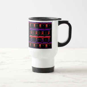 Taza De Viaje Mejor Bloques Coloridos De Mamá Y Fondo Negro