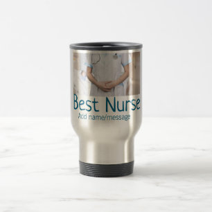 Taza De Viaje Mejor enfermera añada el nombre de la foto médico