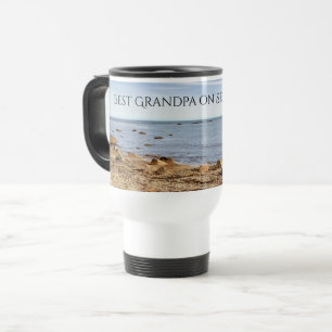 Taza De Viaje Mejor foto del abuelo del mar de la costa del Océa