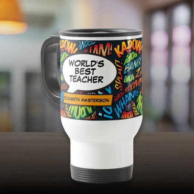 Taza De Viaje Mejor libro cómico de agradecimiento a los profeso (Best Teacher Appreciation Fun Comic Book Travel Mug)