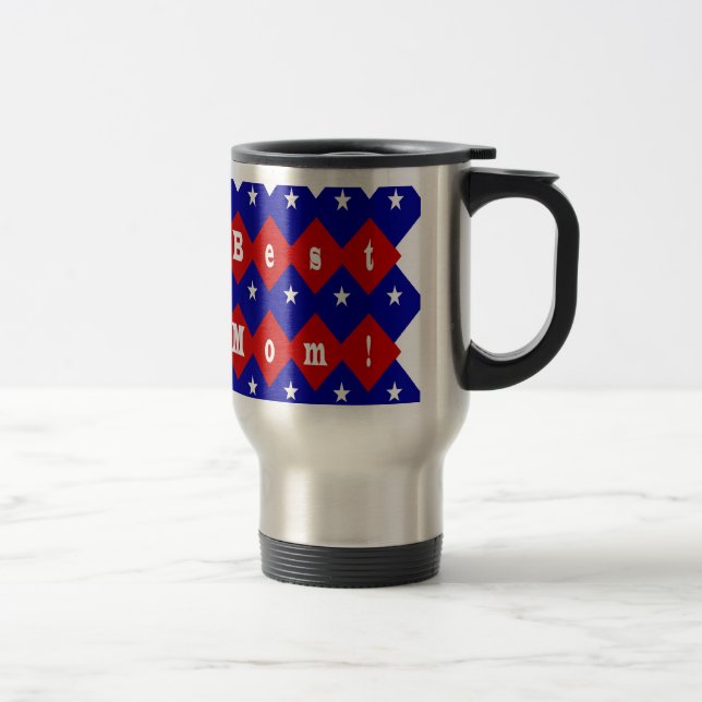 Taza De Viaje Mejor Mamá en Forma de Diamante Patriótico (Derecha)