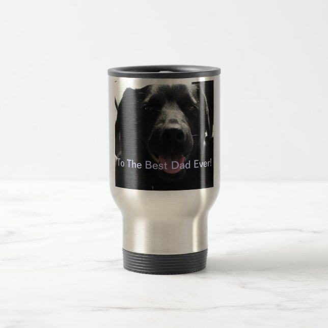 Taza De Viaje Mejor Mug De Papá Con Foto De Perro Negro (Centro)