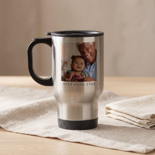 Taza De Viaje Mejor Papá del Mundo Personalizado Foto Navidad Si