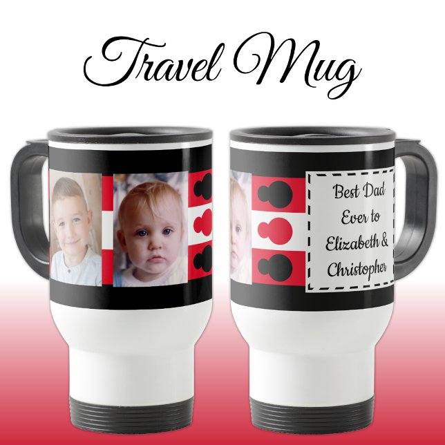 Taza De Viaje Mejor Papá nunca con fotos con nombres de rojo neg (Subido por el creador)