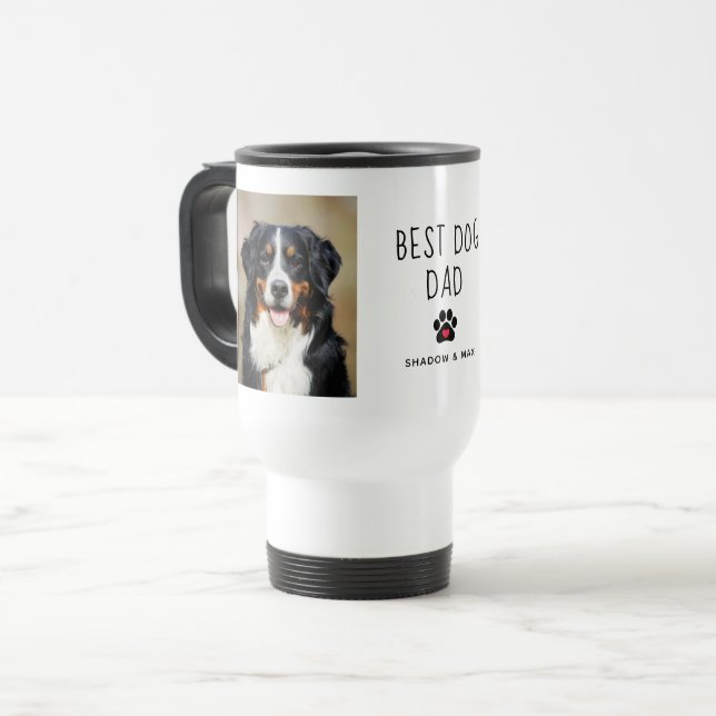 Taza De Viaje Mejor Papá Perro | Dos café de texto manuscrito fo (Anverso izquierdo)