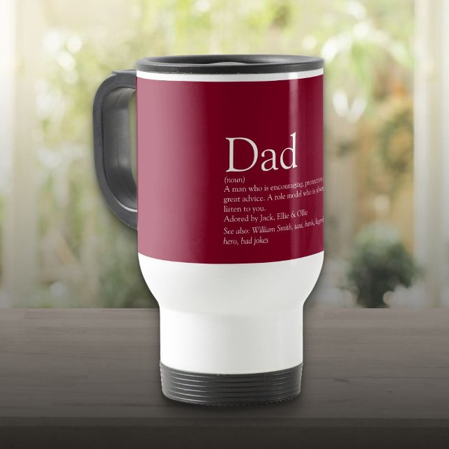 Taza De Viaje Mejor papi papi padre definición Borgoña (Best Ever Dad Daddy Father Definition Burgundy Travel Mug)