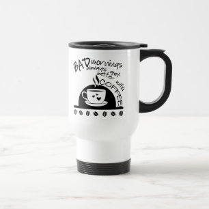 Taza De Viaje Mejores mañanas con tipografía del negro del café