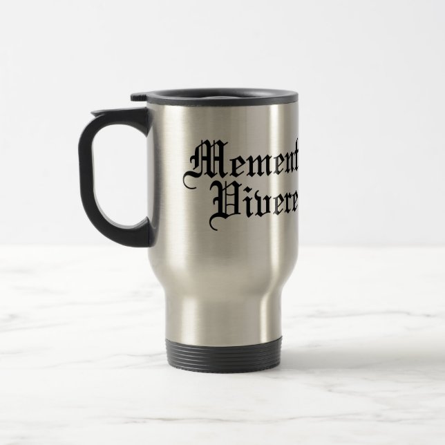 Taza De Viaje Memento Vivere - Recuerde Vivir - Frase Latina (Izquierda)