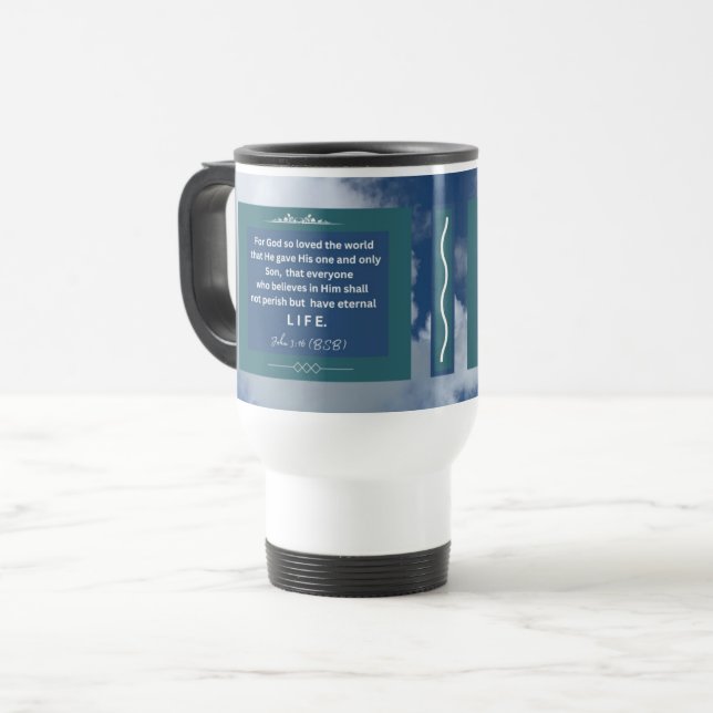 Taza De Viaje Mensaje de amor - John 3-16 - White Travel Mug (Anverso izquierdo)
