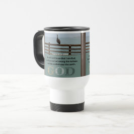Taza De Viaje Mensaje de salmo - Salmo 46-10 - Blanco