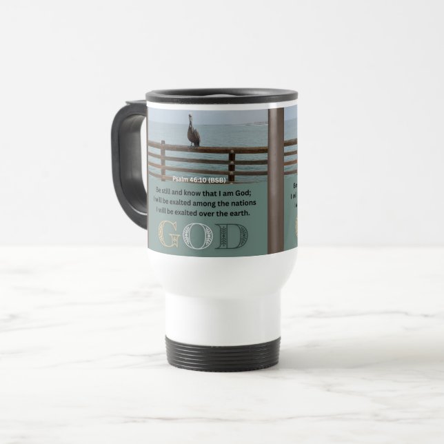 Taza De Viaje Mensaje de salmo - Salmo 46-10 - Blanco (Anverso izquierdo)