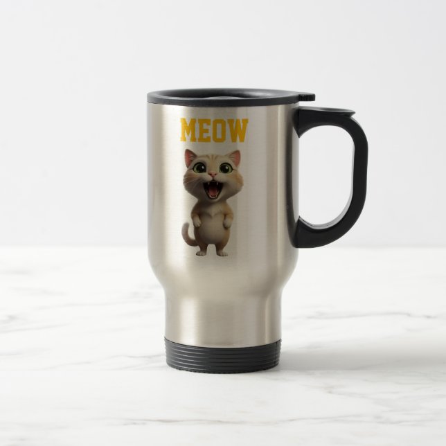 Taza De Viaje Meow Cute Cat Travel Mug (Derecha)
