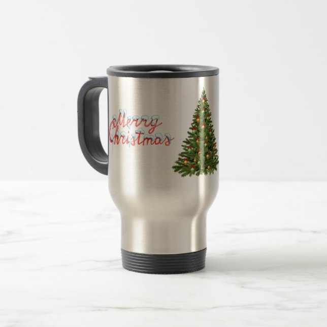 Taza De Viaje Merry Christmas Tree Travel Commuter Coffee Mug (Anverso izquierdo)