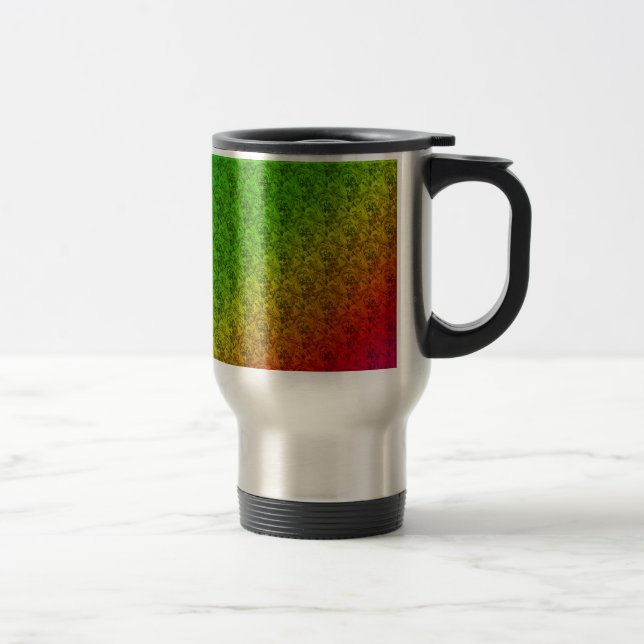 Taza De Viaje Mezcla diagonal del gradiente de arcoiris verde fl (Derecha)