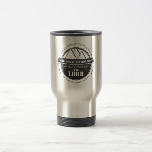 Taza De Viaje Mi ayuda viene del señor, verso del logotipo de l