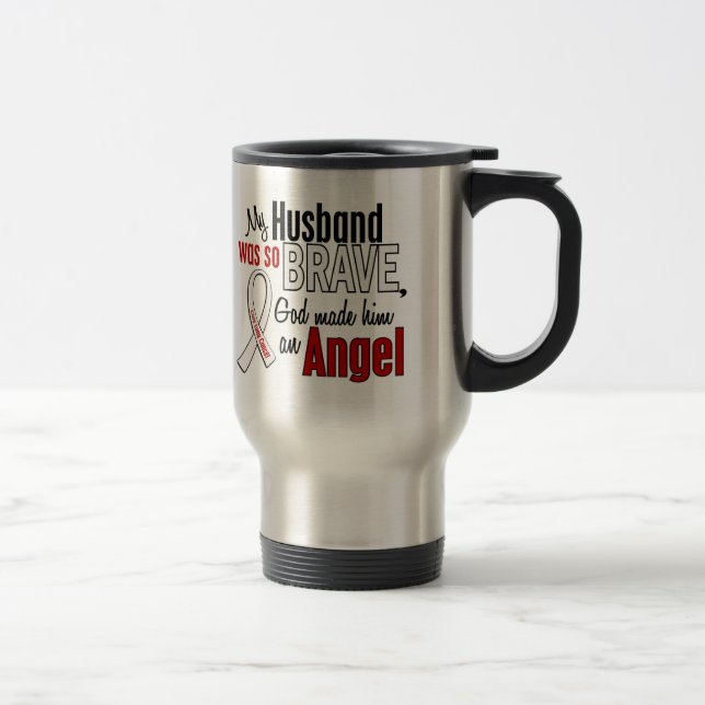 Taza De Viaje Mi marido es un cáncer de pulmón del ángel (Derecha)