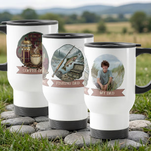 Taza De Viaje Mi Papá Foto Pesca y Café 