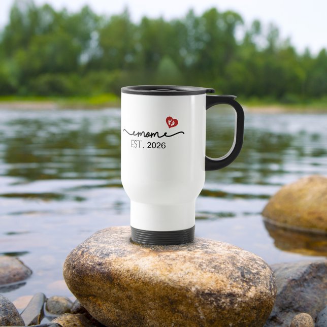 Taza De Viaje Minimal Mom Established Handwritten Name Year (Minimal Mom Established Handwritten Name Year Travel Mug since year mothers day mom to be baby foot)
