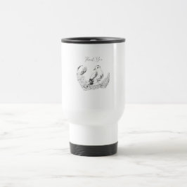 Taza De Viaje Minimal Vintage Garden – Mono Floral & Bird Thanks