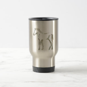 Taza De Viaje Mínimo y moderno dibujo de caballos blancos elegan