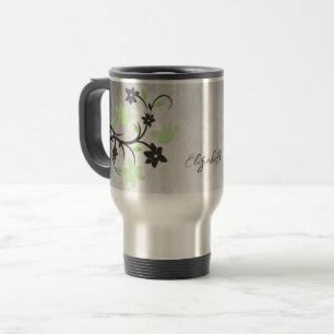 Taza De Viaje Mint Green Lovebirds Trama de Viaje Personalizado