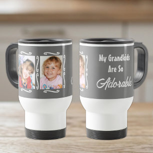 Taza De Viaje Mis nietos son adorables agregar fotos gris