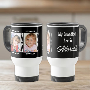 Taza De Viaje Mis nietos son adorables agregar fotos negro