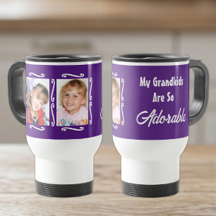 Taza De Viaje Mis nietos son adorables agregar fotos púrpura