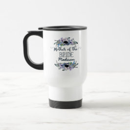 Taza De Viaje Moda Boho Mint & Navy Floral Madre de la novia
